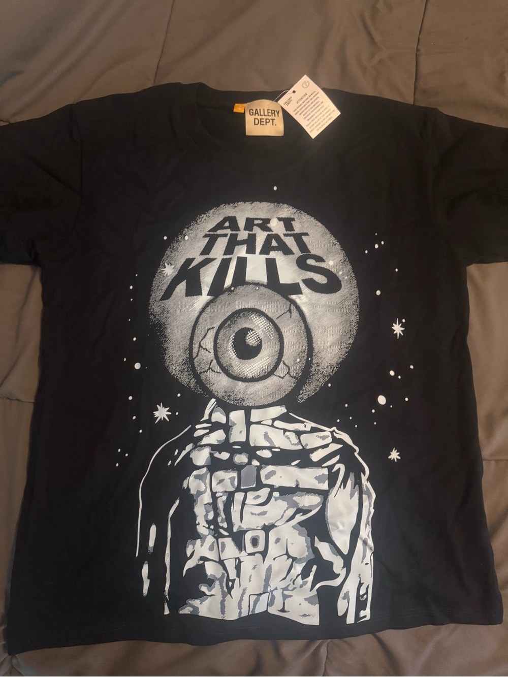 Gallery Dept Black Kids Short Sleeve Tee with White 'Art That Kills' Graphic